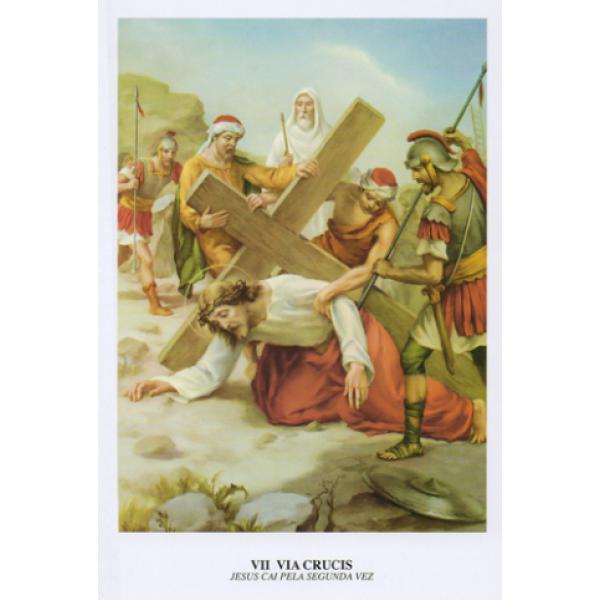 Gravura para Quadros Religioso Jesus Cado com a Cruz - Viacrucisvii Unidade