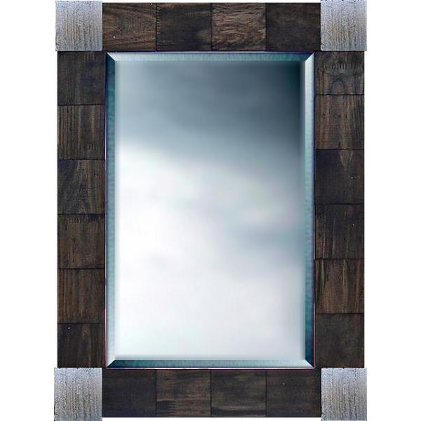 Moldura Rstica Decorativa Madeira Marrom e Detalhe em Prata para Espelhos - Ref. 058 