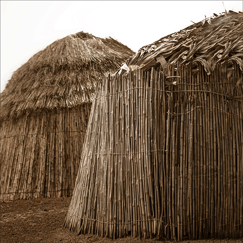 Gravura para Quadros Cabana Indgena de Bamboo e Palha - Afi20179