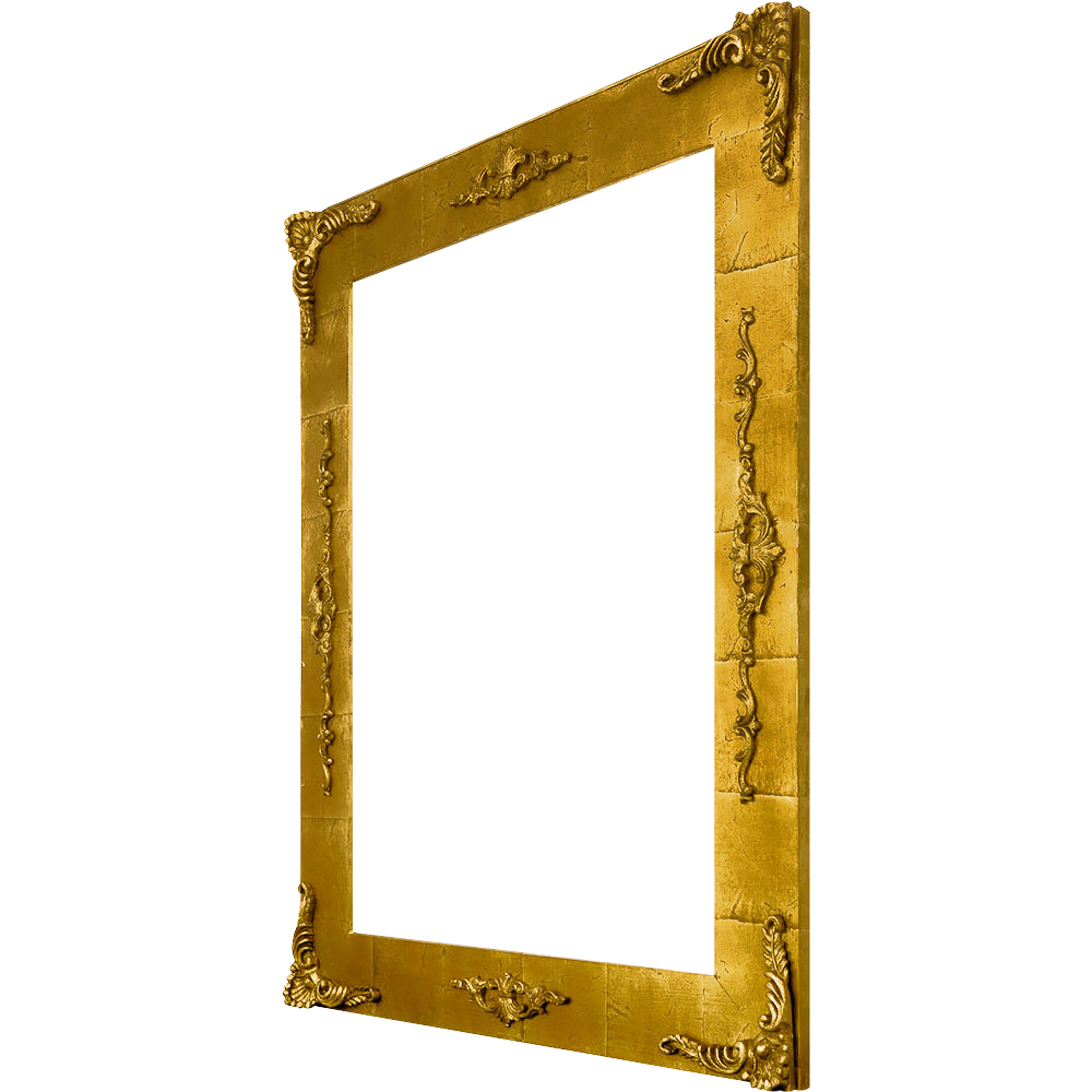 Moldura Cl�ssica em Folha de Ouro e com Apliques de Resina para Espelho - MCFO-11