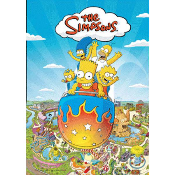 Gravura para Quadros 3d Famlia Simpsons No Parque de Diverso - Ln0034 - 47x67 Cm