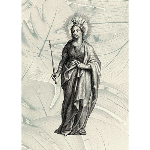Gravura para Quadros Decorativo Esttua Maria Preto e Branco - Afi17674