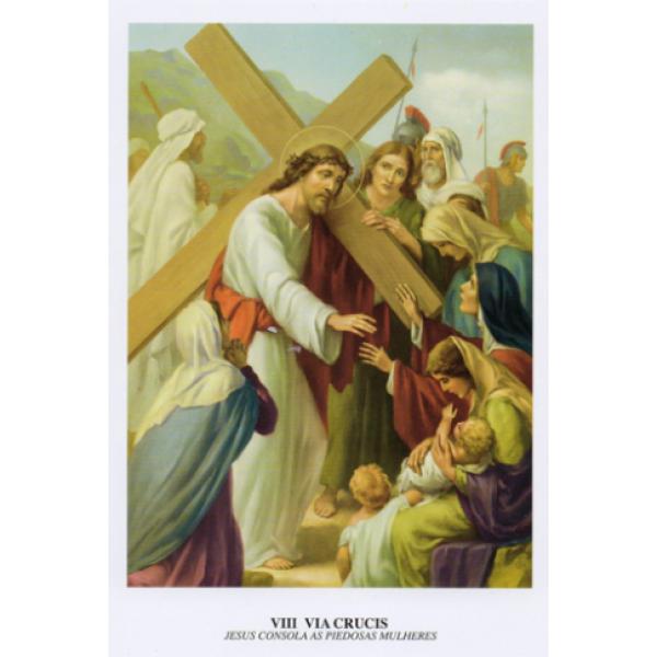 Gravura para Quadro Religioso Via Sacra de Jesus - Viacrucis 15 Unidades - 21x28 Cm