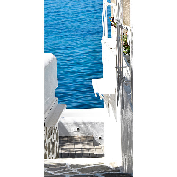 Gravura para Quadros Arquitetura Branca Grcia Mar Azul - Afi17493