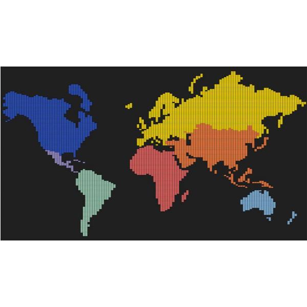 Impresso em Tela para Quadros Pster Mapa Mundi Colorido - Afic4335 - 72x41 Cm