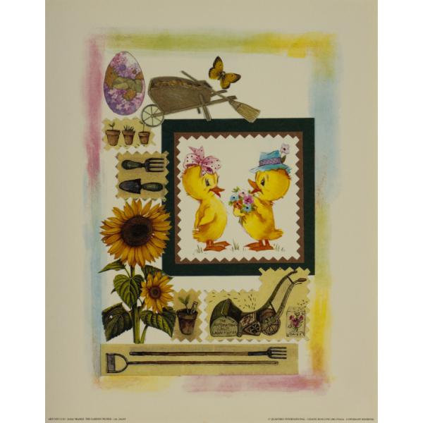 Gravura para Quadros Decorativos Pintinhos Amarelo - Arn929-3 - 24x30 Cm