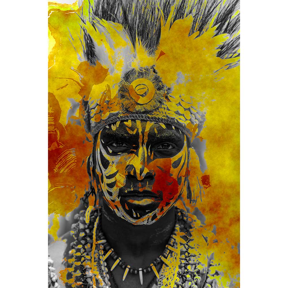 Tela para Quadros Insigth Homem Pintura Tribal Colorida - Afic14882