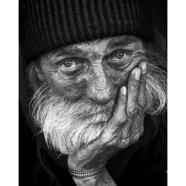 Impresso em Tela para Quadros Retrato Homem de Rua Preto e Branco - Afic2069
