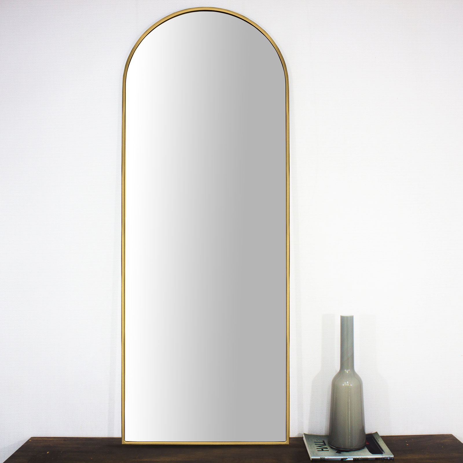 Moldura Semi Oval Janela Mdf Laqueada Dourada Brilho para Espelhos V�rias Medidas