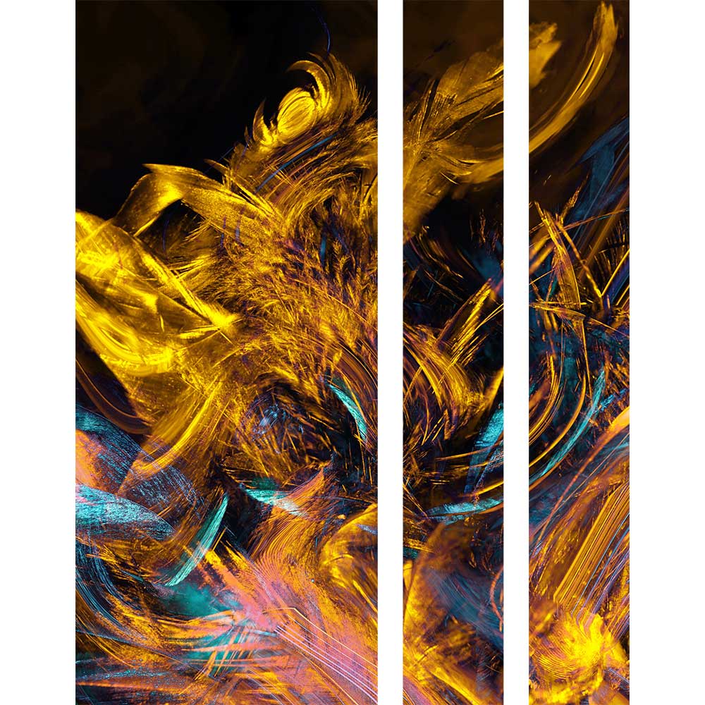 Gravura para Quadros Recortada Abstrato Tons Dourado - Afi14965a - 110x140 Cm