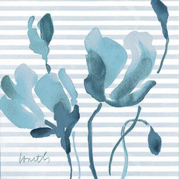 Gravura para Quadros Decorativos Floral Flores Azul - 11066b-12 - 30x30 Cm