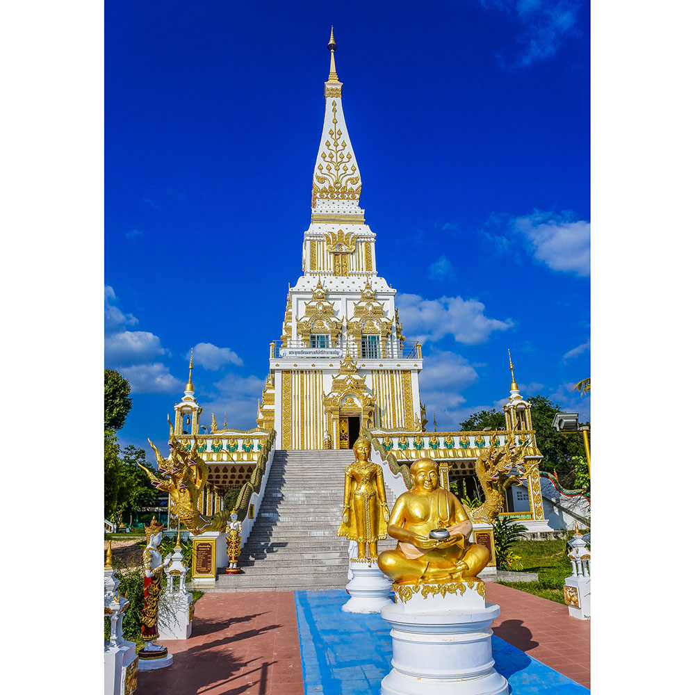 Gravura para Quadros Arquitetura Templo Dourado e Branco Buda - Afi13546 - 70x100 Cm