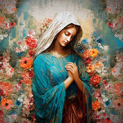 Gravura para Quadros Religioso Paisagem Floral Maria Me de Jesus - Afi22021