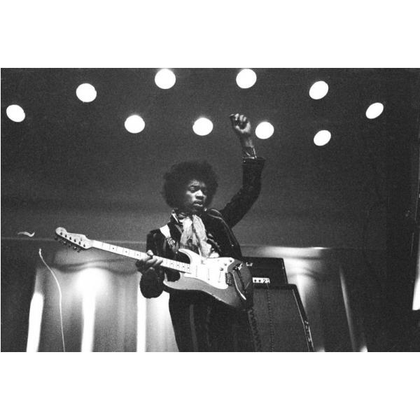 Impresso em Tela para Quadros Jimi Hendrix com Sua Guitarra - Afic5762