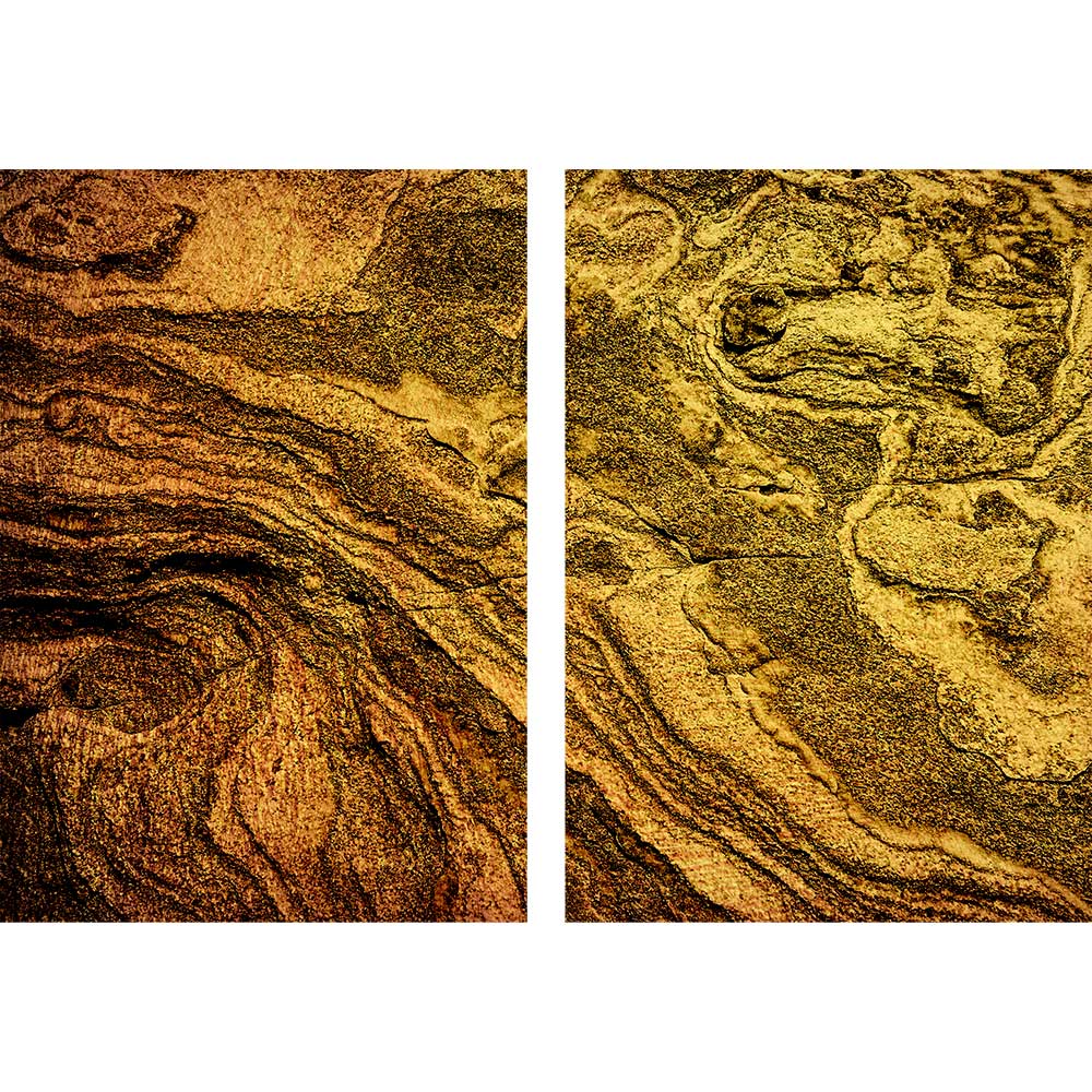 Gravura para Quadros Recortada Abstrato Areado Tons Dourado - Afi14968A - 145x100 Cm