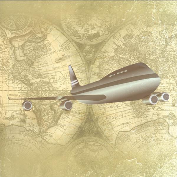 Impressão em Tela para Quadros Aeronave No Mapa Mundi - Afic5157
