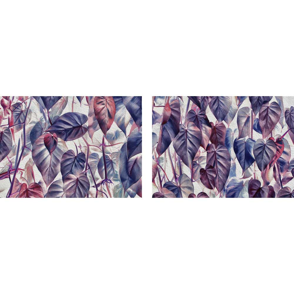Gravura para Quadros Recortada Folhas de Jiboia Coloridas Por Dorival Moreira - Afidm198a - 145x50 Cm