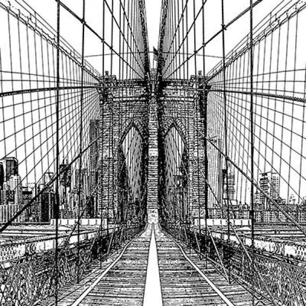 Gravura para Quadros Ponte do Brooklyn 8547qq-6 - 15x15 Cm