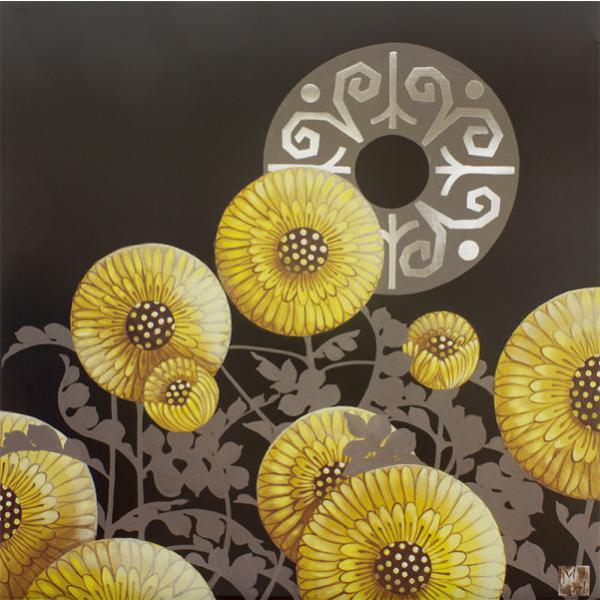 Gravura para Quadros Floral Figurativa Amarela - Ti192 - 50x50 Cm