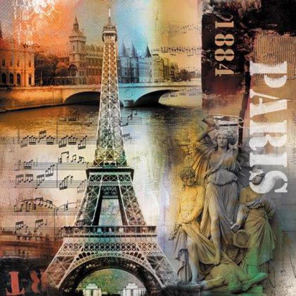 Impresso Sobre Tela para Quadros Cidade Paris Turstica - Pi5569b - 60x60 Cm