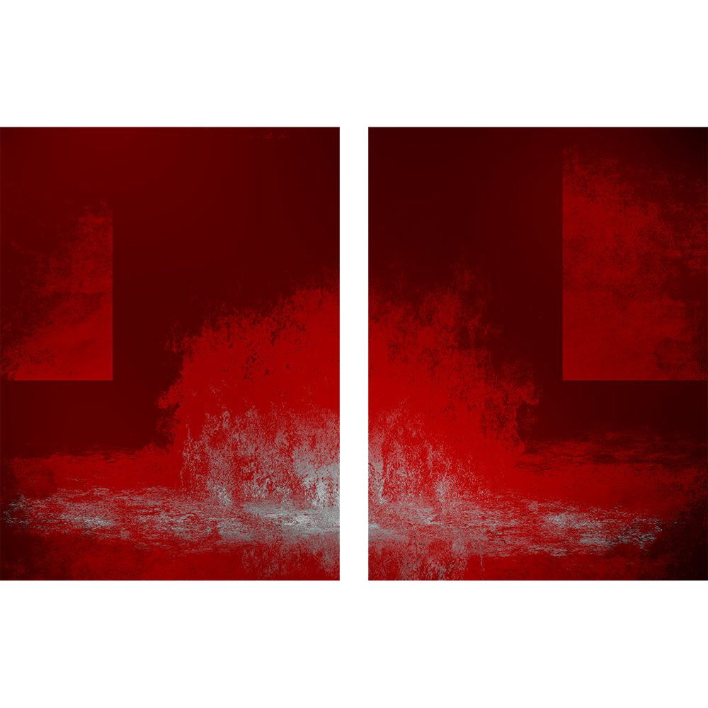 Gravura para Quadros Recortada Abstrata Exploso Vermelha - Afi14560a - 125x80 Cm