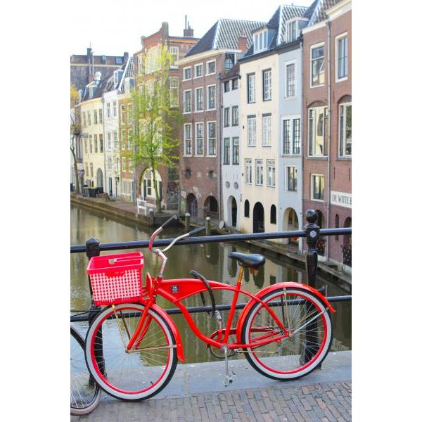 Impresso em Tela para Quadros Bicicleta Vermelha em Cima Ponte - Afic1290