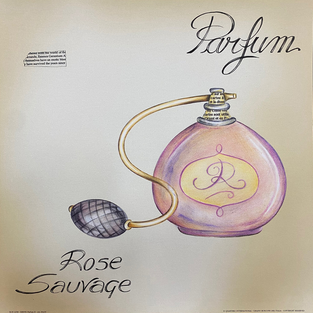 Gravura para Quadros Closet Perfume Rose Suavage - Ncn4258 - 30x30 Cm