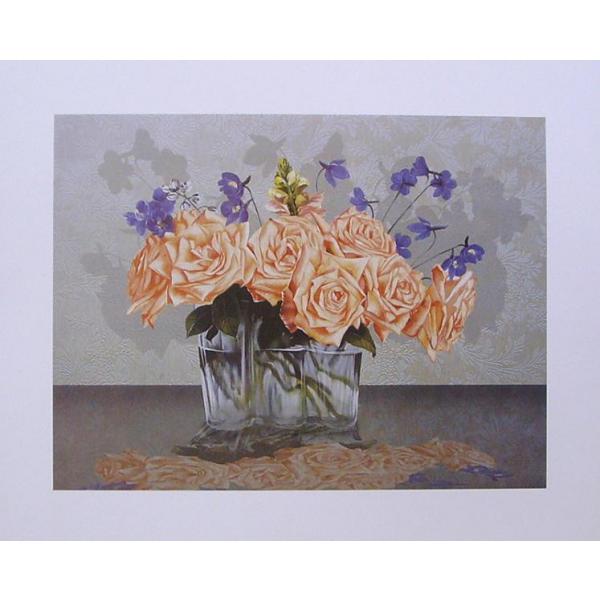 Gravura para Quadros Vaso com Rosas Salmo - Ncn3805 - 50x40 Cm