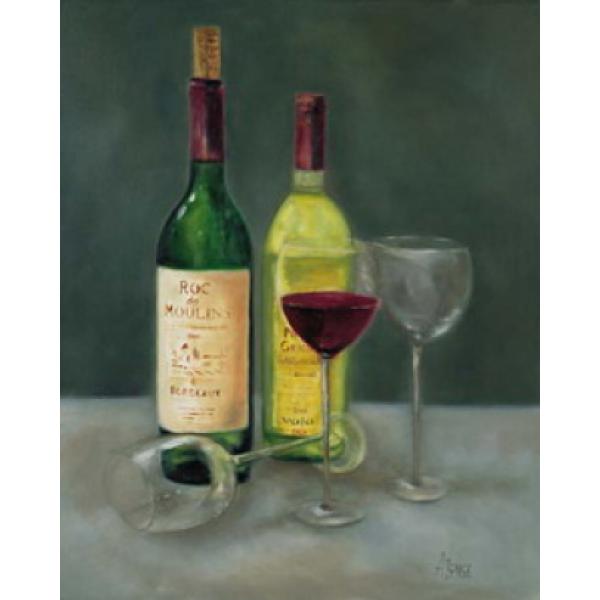 Gravura para Quadros Bebidas Taas com Vinho Tinto e Branco - G6923 - 40x50 Cm