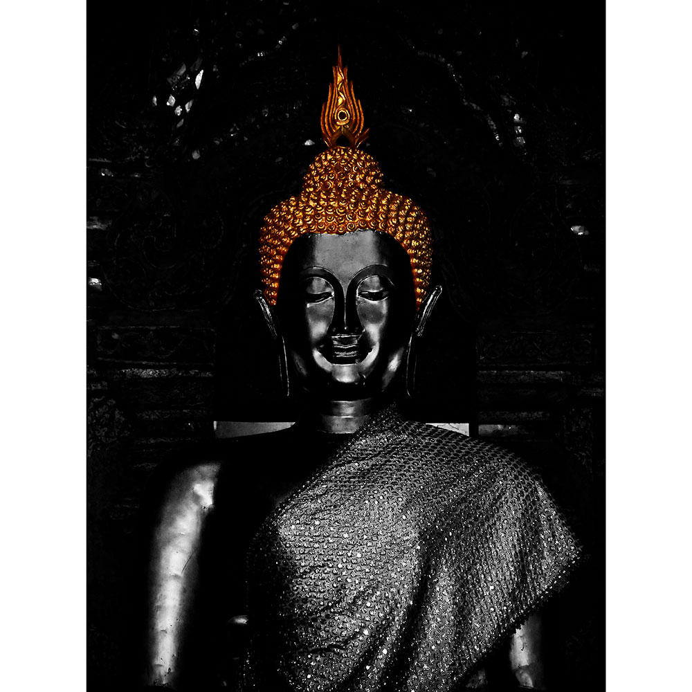 Gravura para Quadros Estatueta Preta Buda - Afi13873