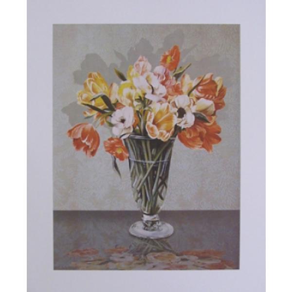 Gravura para Quadros Vaso com Flores Coloridas - Ncn3803 - 40x50 Cm