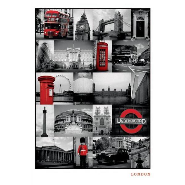 Gravura para Quadros Londres Red Collage Pp32074 - 60x90 Cm
