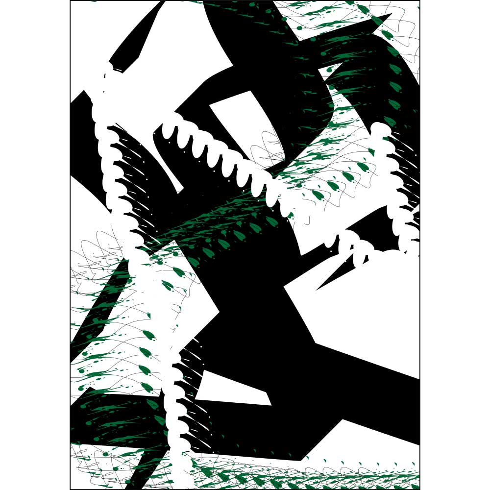 Tela para Quadros Decorativos Abstrato Aleatrio Preto Branco e Verde I - Afic9054