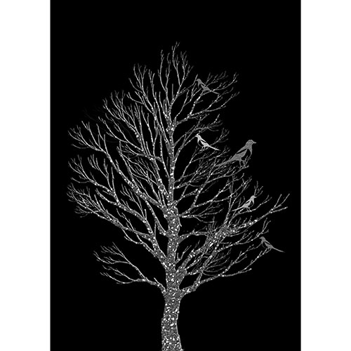 Tela para Quadros Decorativo Silhueta rvore Assombrada Noturna - Afic18917