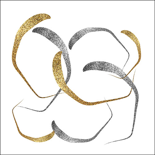 Gravura para Quadros Abstrato Traos Prata e Dourado - Afi17605