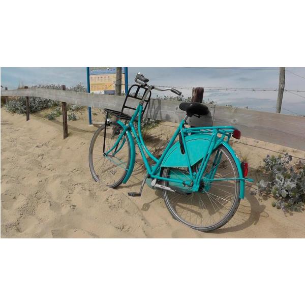 Impresso em Tela para Quadros Bicicleta Azul Na Areia da Praia - Afic1304 - 66x37 Cm
